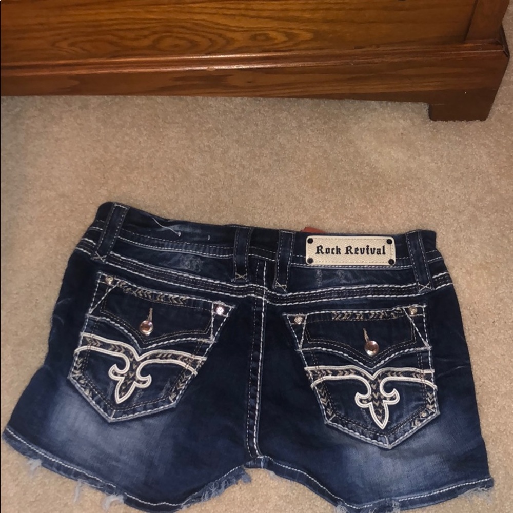 Rock revival distressed shorts